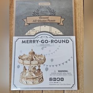 MERRY-GO-ROUND 174 PIECE CLASSICAL 3D WOODEN PUZZLE SEALED PACKAGING LASER CUT